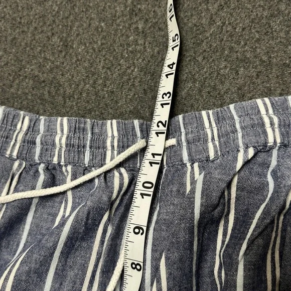 BeachLunchLounge Womens XL Stripe Linen Cotton Cropped Wide Leg Pants Drawstring - Picture 6 of 8